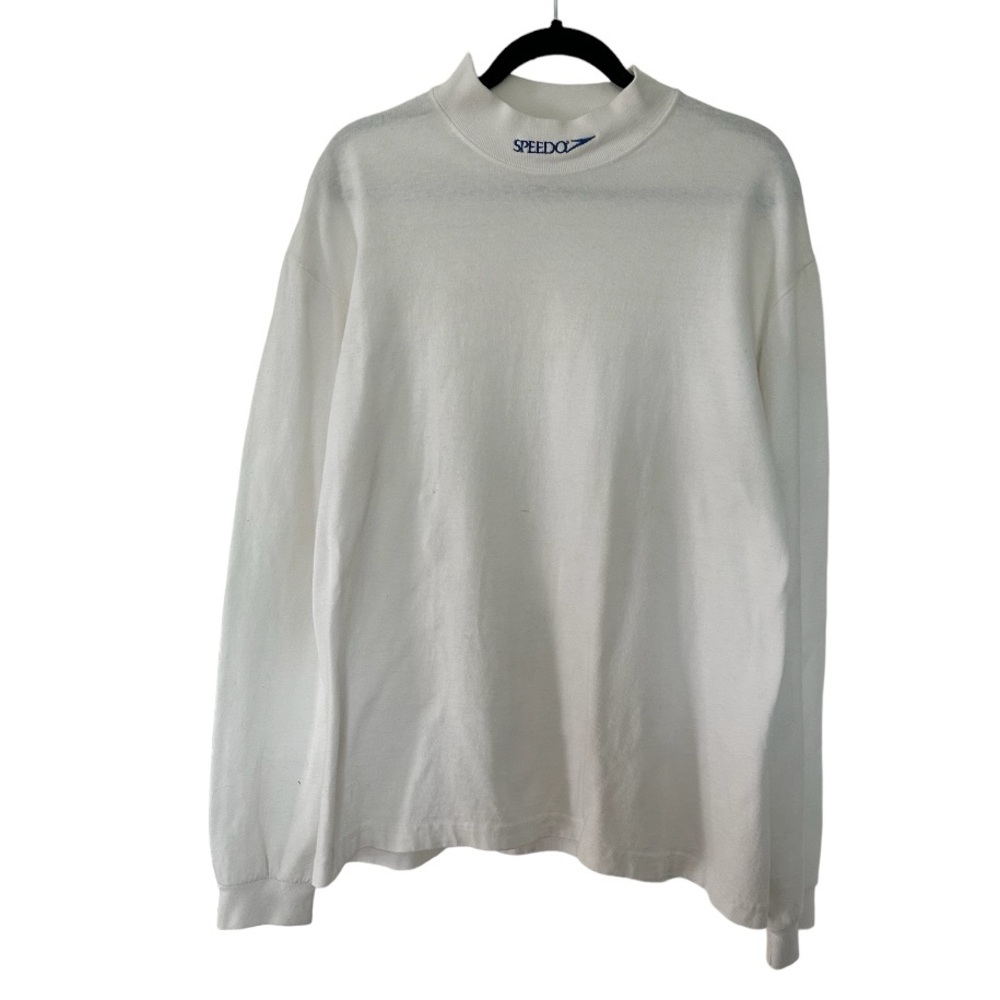 Vintage speedo cotton deluxe white Turtleneck Long Sleeve made in the USA